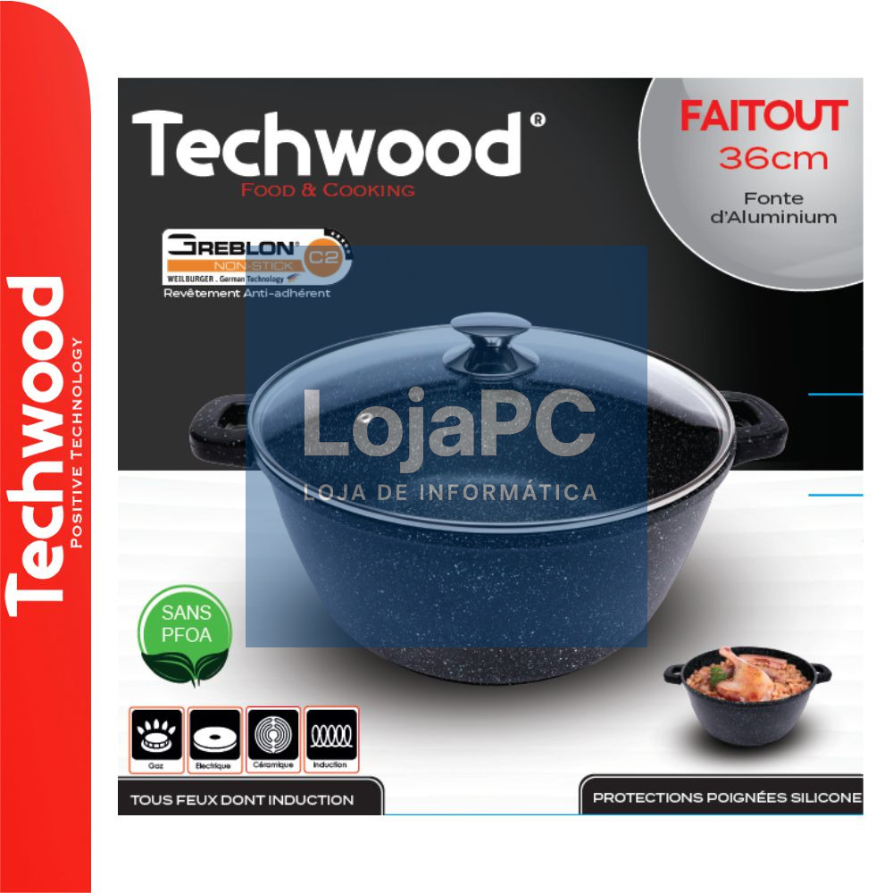 Panela Ø36cm Inox C/ Tampa Vidro Ménage TECHWOOD