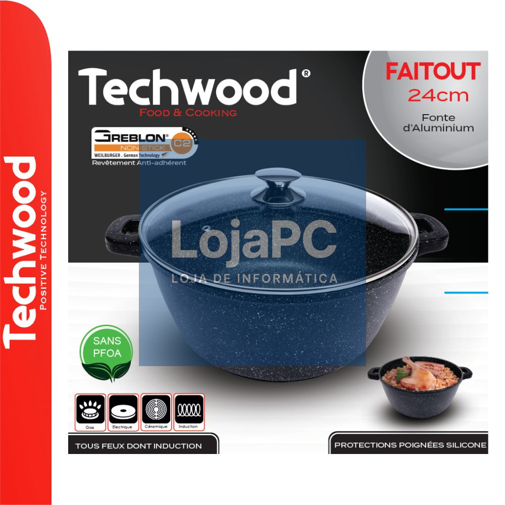 Panela Ø24cm Inox C/ Tampa Vidro Ménage TECHWOOD