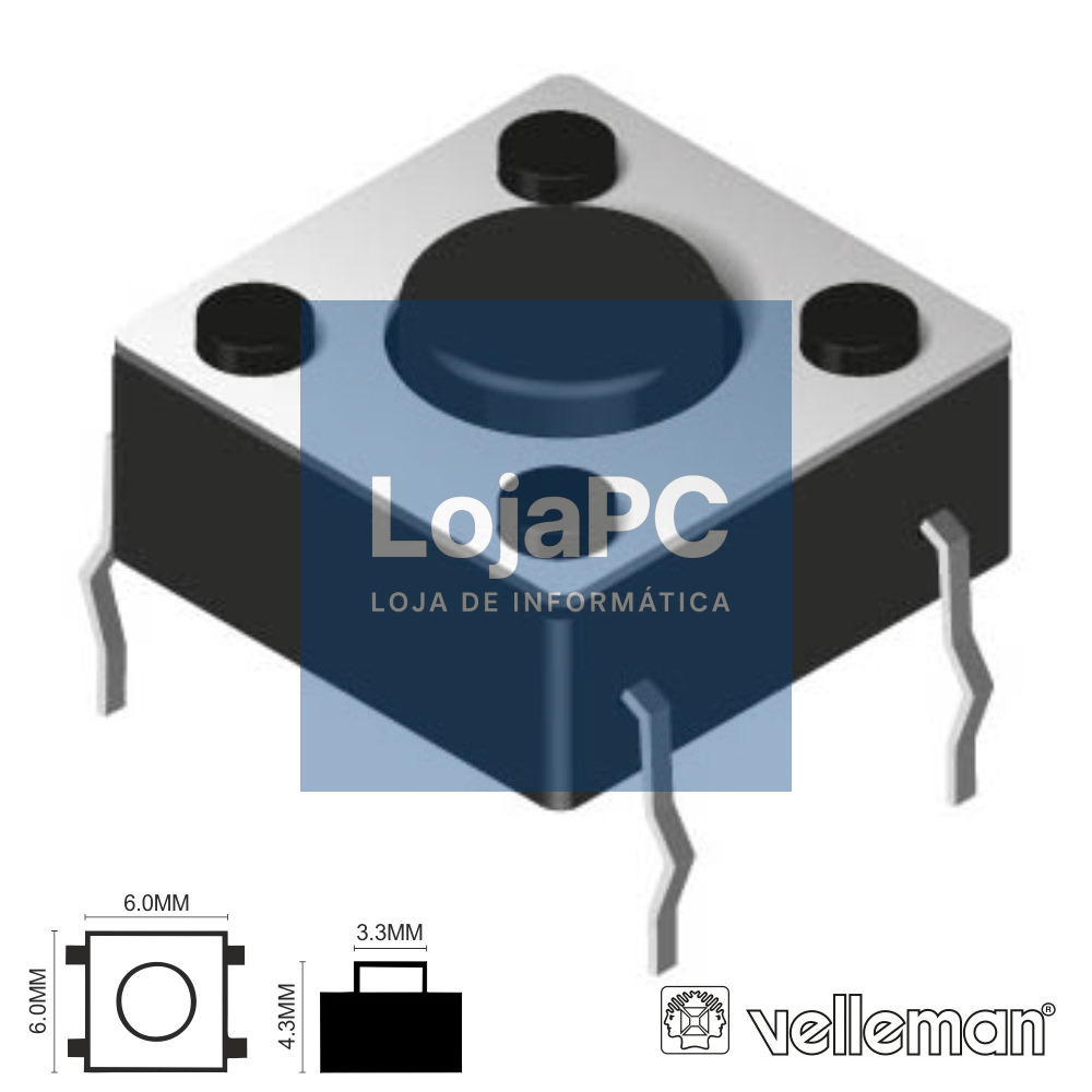 Comutador Micro Switch 6x6mm Altura 4.3mm