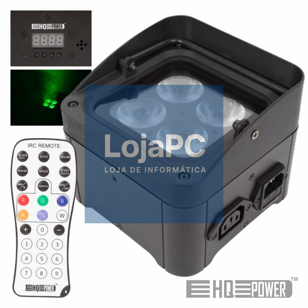PROJETOR LUZ C/ 4 LED 4W RGB-UV DMX/COMANDO HQ POWER