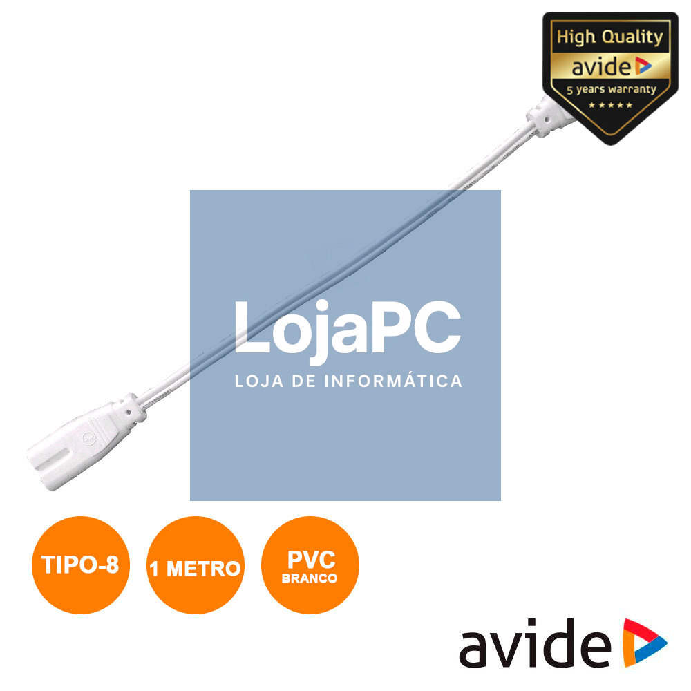 EXTENSÃO TIPO 8 IEC C7 MACHO / MACHO BRANCO AVIDE