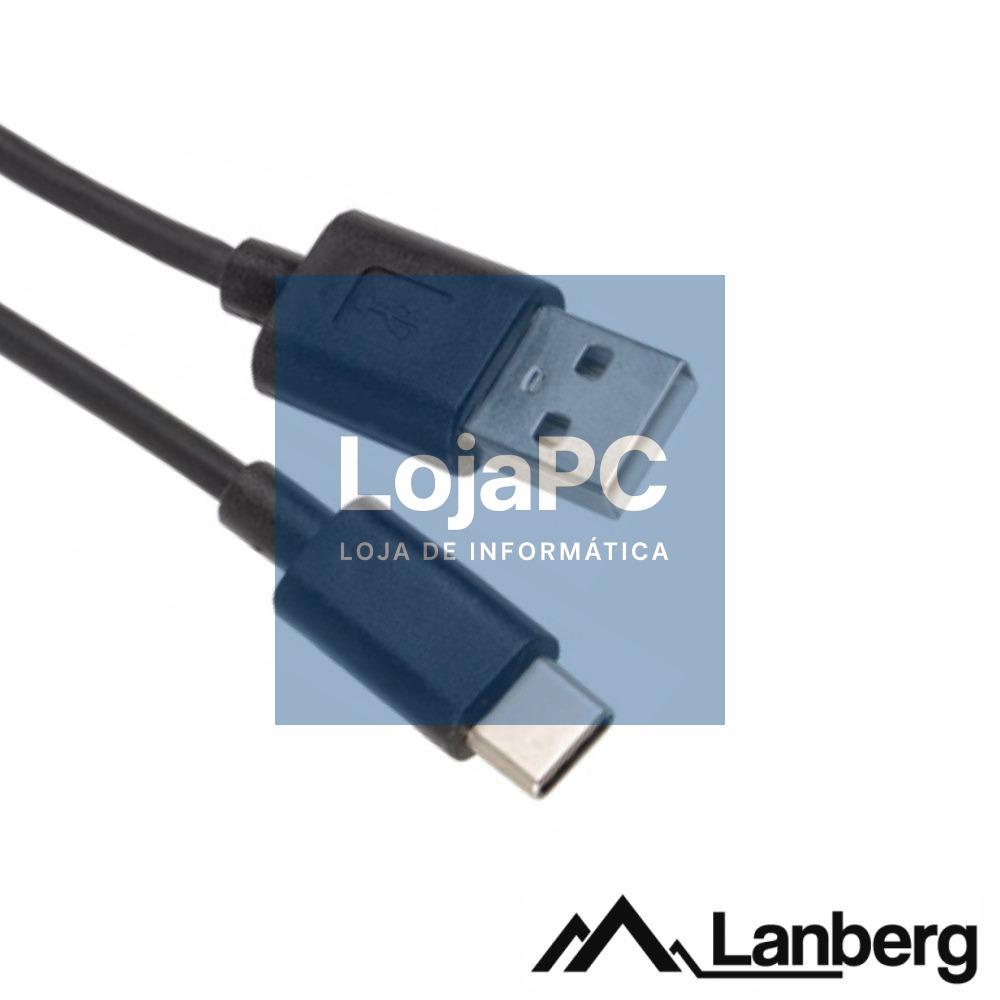Cabo USB-A 2.0 Macho / USB-C Macho 1m Preto LANBERG