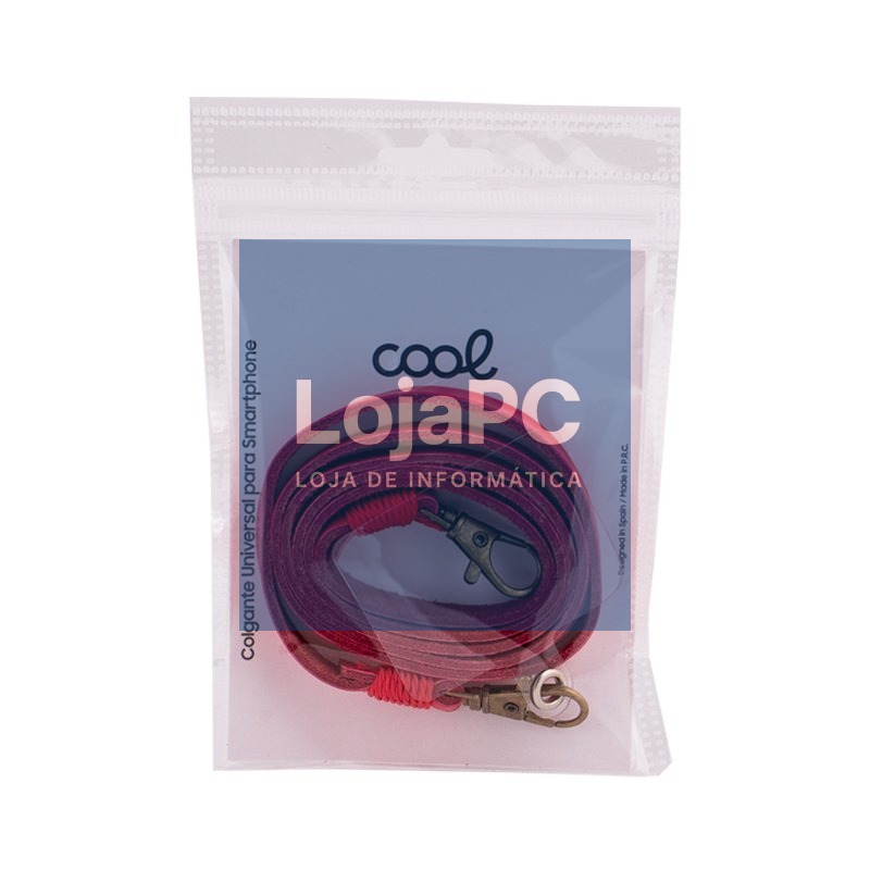 Leatherette Hanging Cord COOL Universal with Card for Smartphone Red — imagem 4