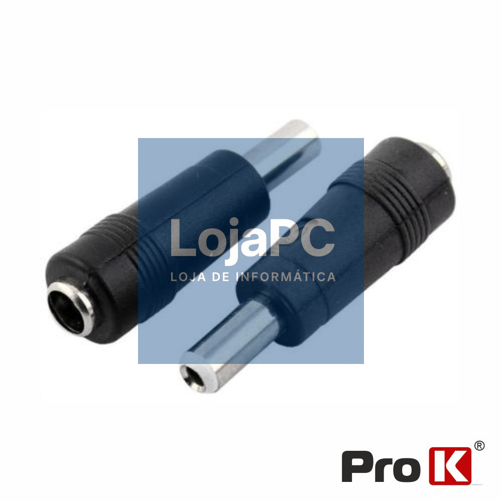 Ficha Adaptadora Alimentação DC Ø5.5-2.1mm P/ Ø5.5-2.5mm