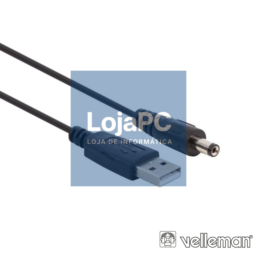 Cabo Alimentação USB-A 2.0 / DC 2.1x5.5mm VELLEMAN