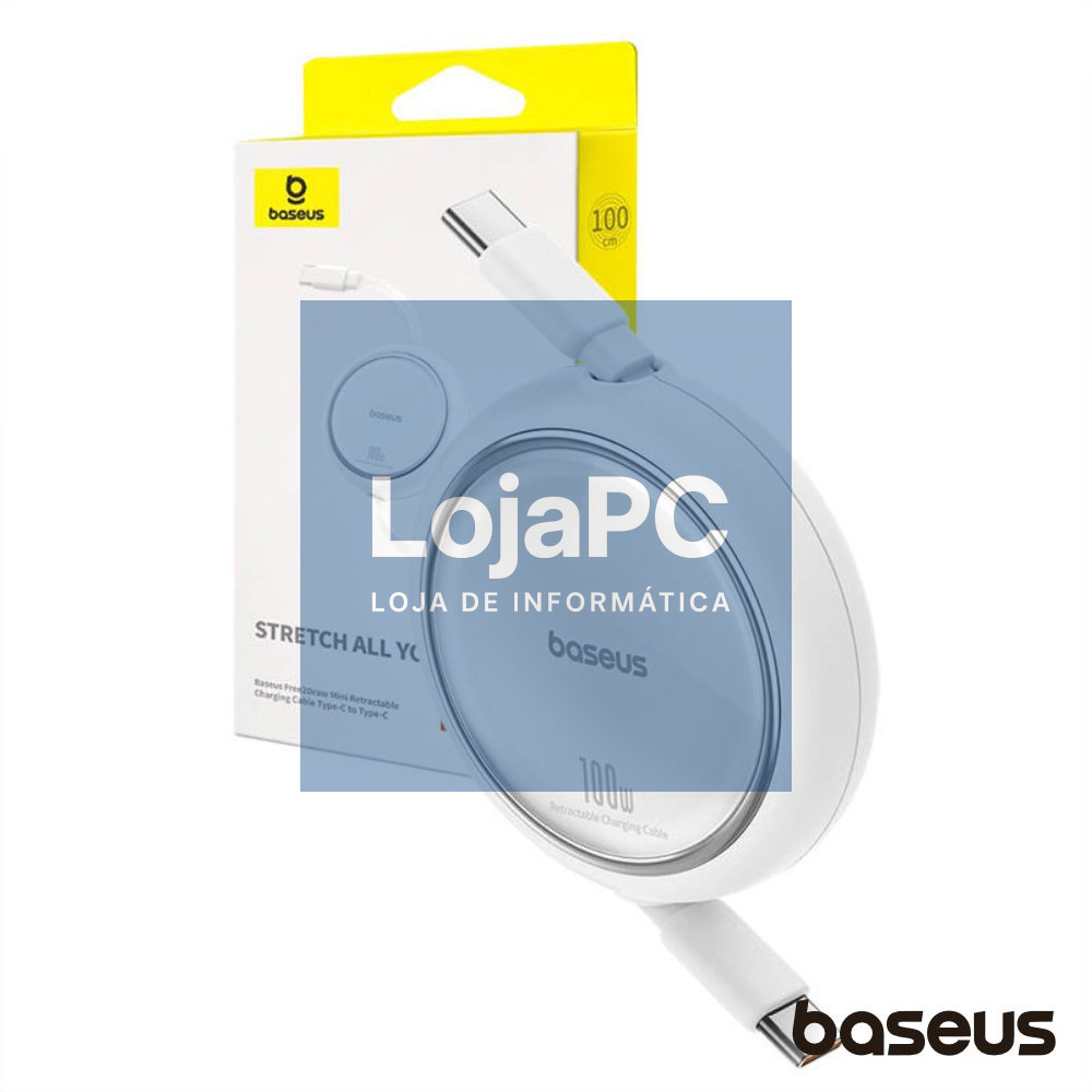 Cabo Retrátil USB-C P/ USB-C Macho PD 100W Branco BASEUS