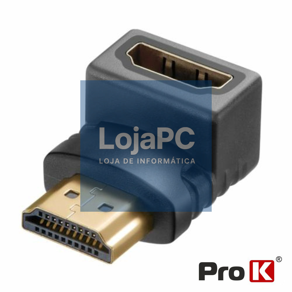 Ficha Adaptadora HDMI Macho / Fêmea Angular 90º PROK