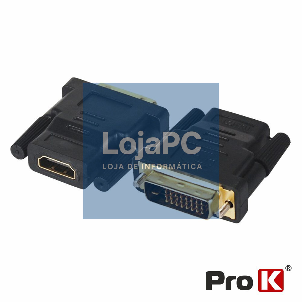 Ficha Adaptadora DVI-D Dual Link Macho / HDMI Fêmea PROK