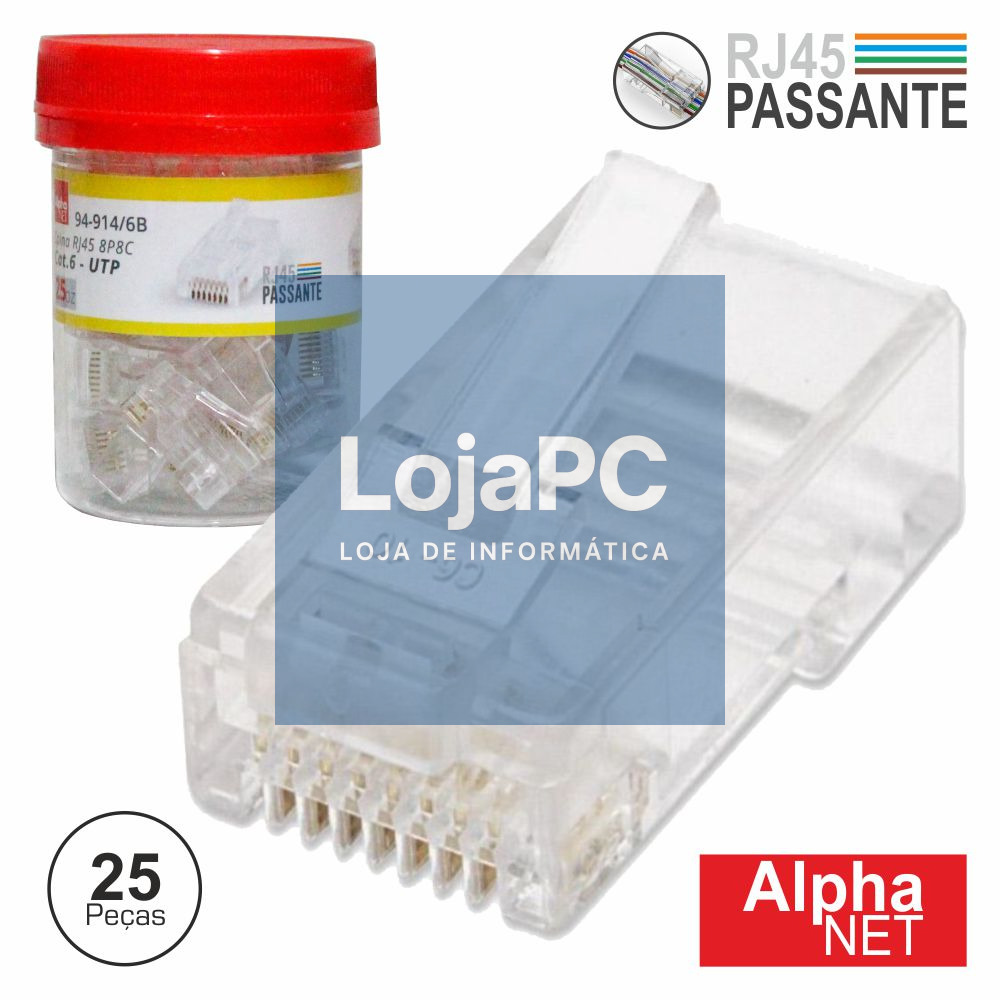 FICHA RJ45 MODELAR 8P8C CAT6 PASSANTE