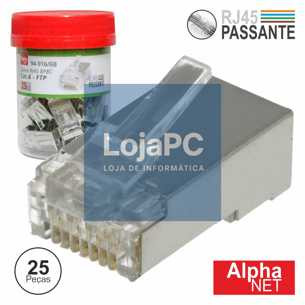 FICHA RJ45 MODELAR 8P8C CAT6 PASSANTE