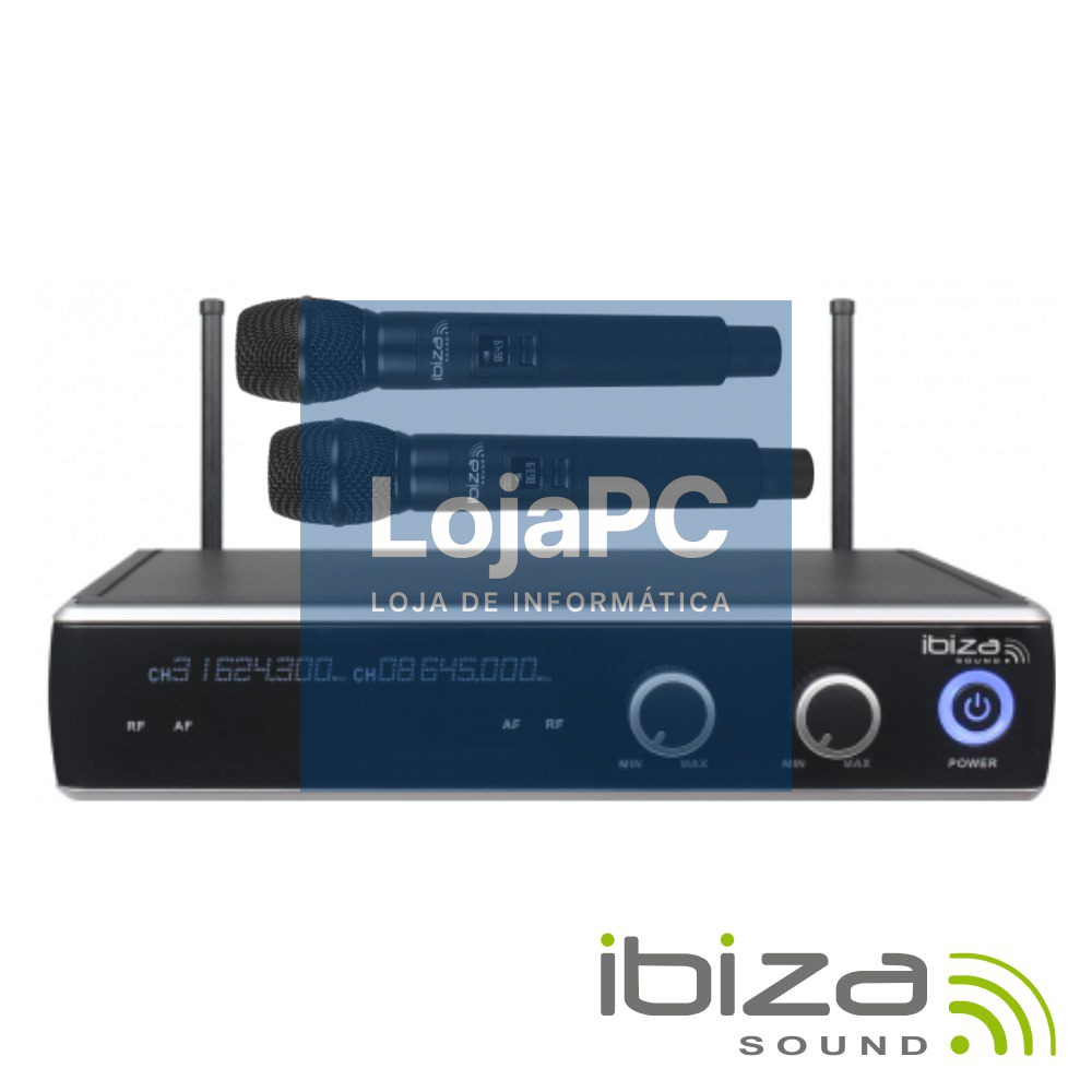 Central Microfone S/ Fios 2 Canais UHF 863.9/864.9mhz IBIZA