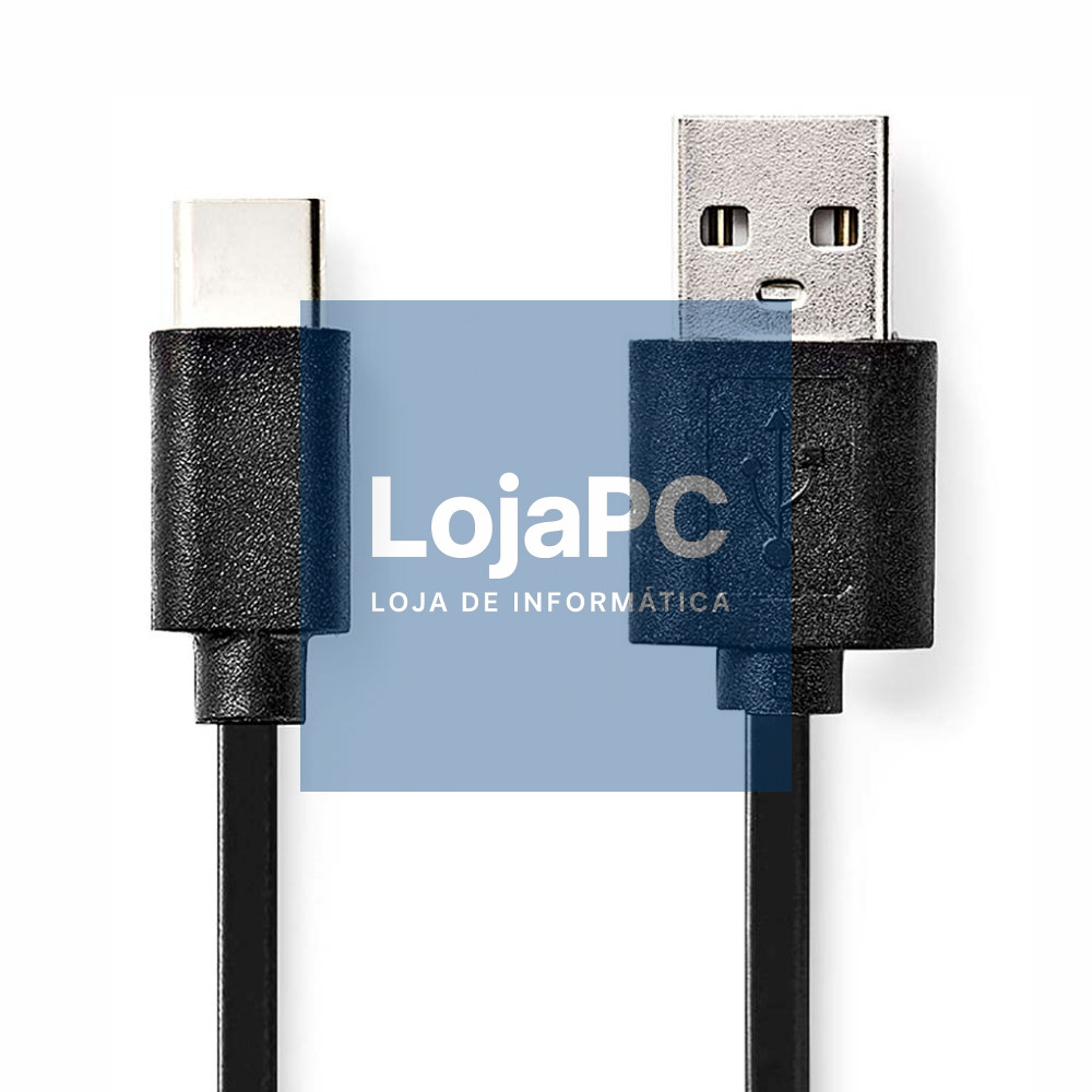 Cabo USB-A 2.0 Macho / USB-C Macho 2m Preto