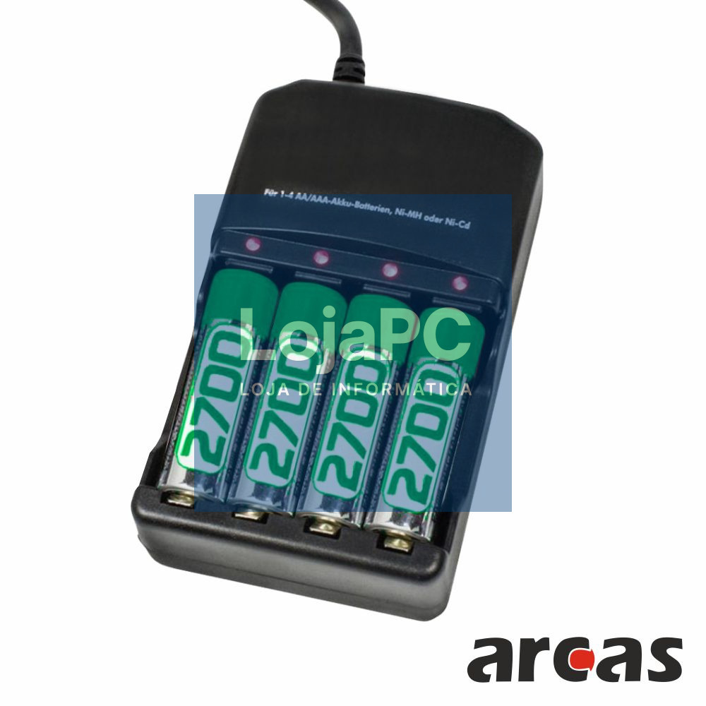 Carregador Universal AA/AAA c/ 4 pilhas AA 2700mAh
