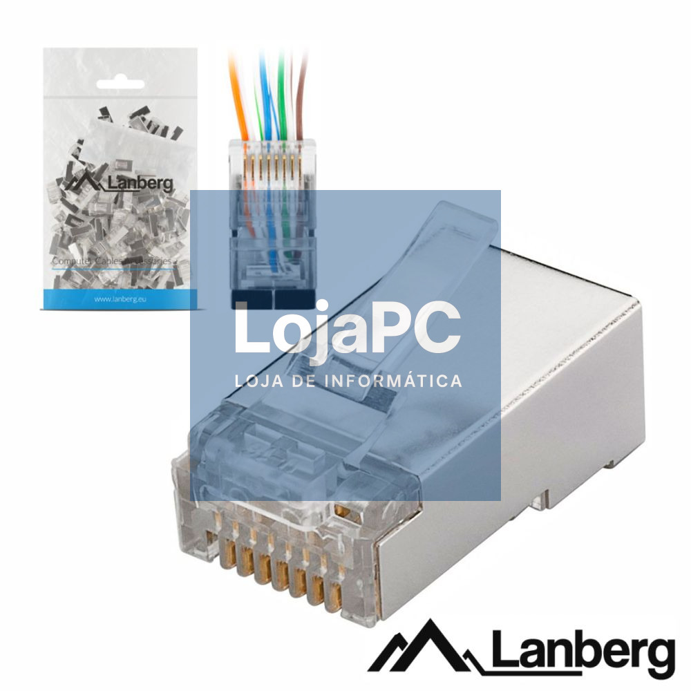 Ficha RJ45 Modular 8p8c CAT6 Passante 100PCS LANBERG