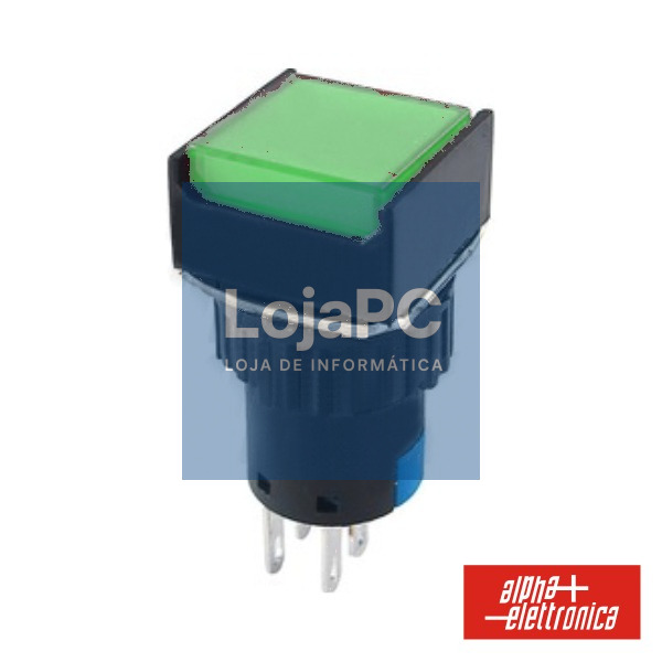 COMUTADOR PULSADOR QUADRADO 230V 2 NA 2 NF VERDE BIPOLAR