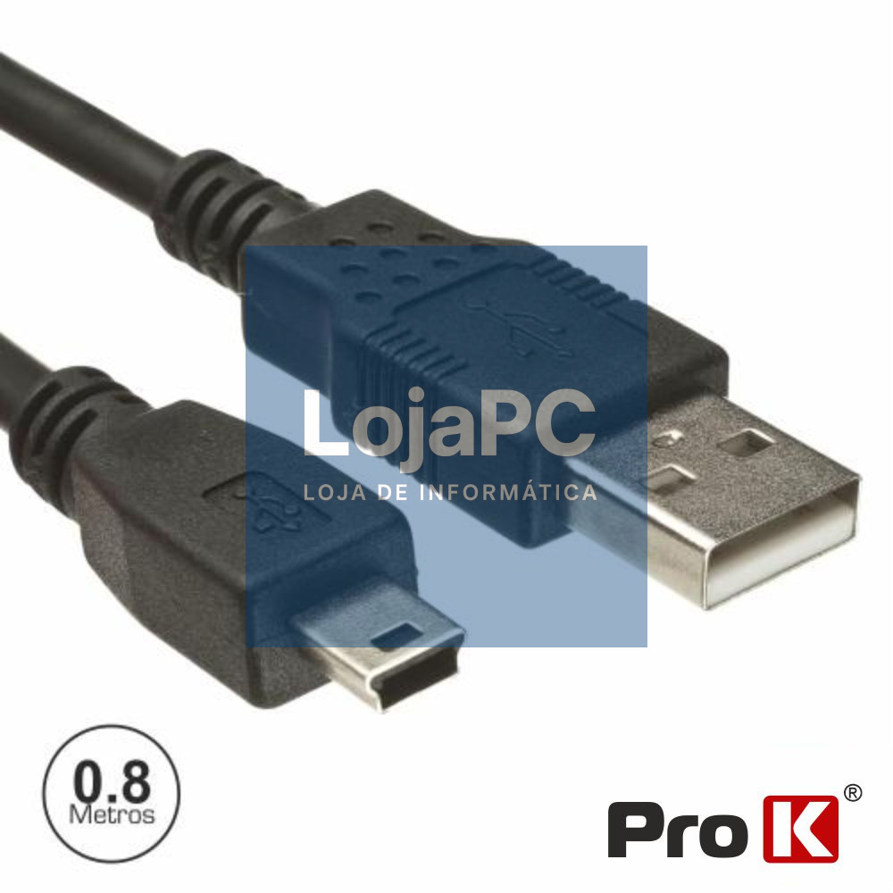 CABO USB-A 2.0 MACHO / MINI USB-B MACHO 0.8M PROK