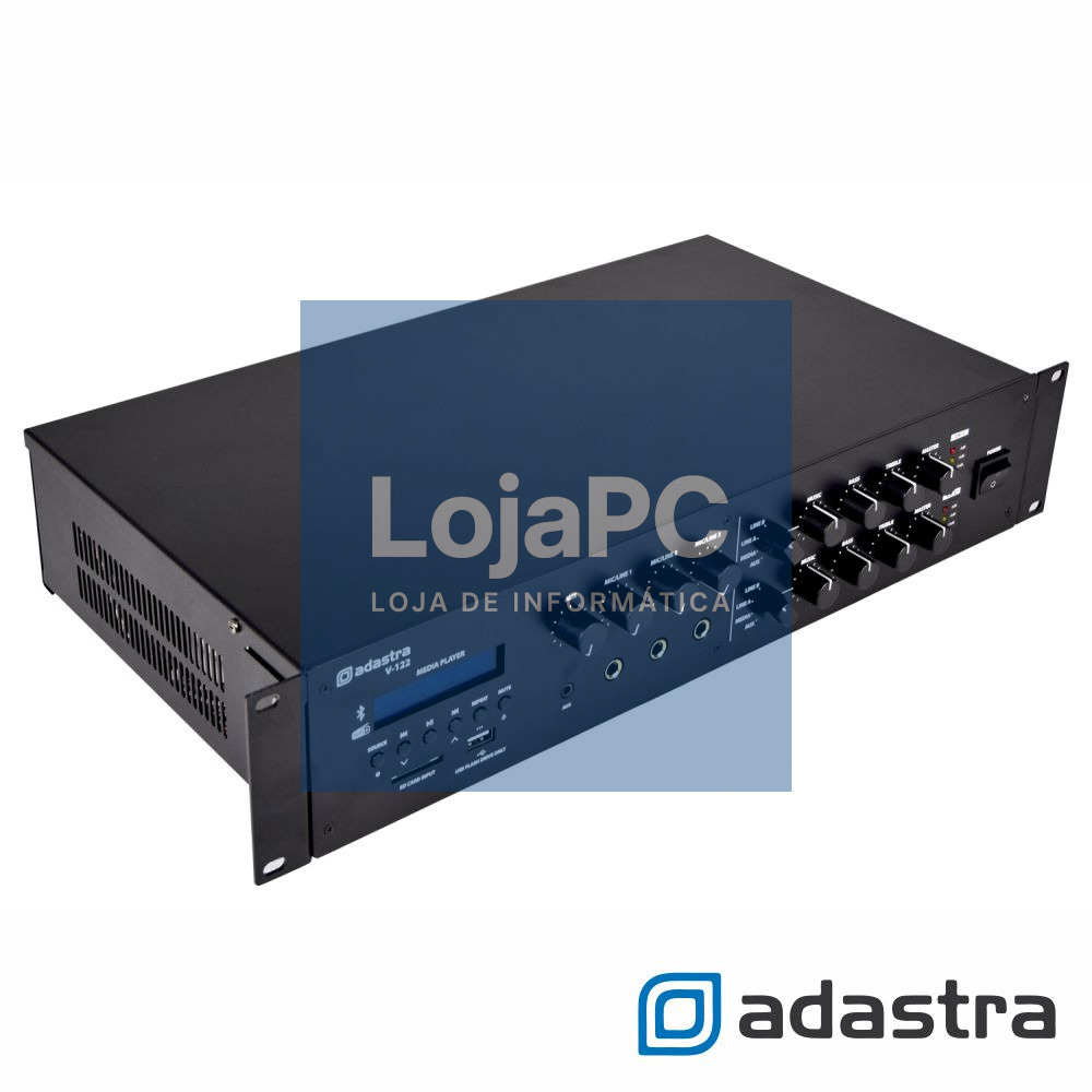 Amplificador 100V 2 Zonas 2x120W DAB/FM/BT/USB/SD ADASTRA
