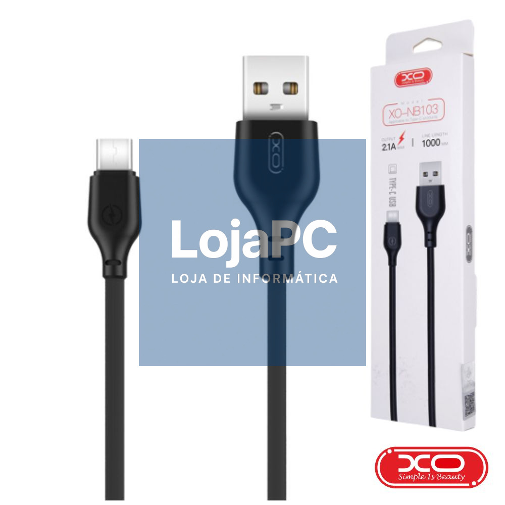 Cabo USB-A 2.0 Macho / USB-C 2.1A 1M Preto XO