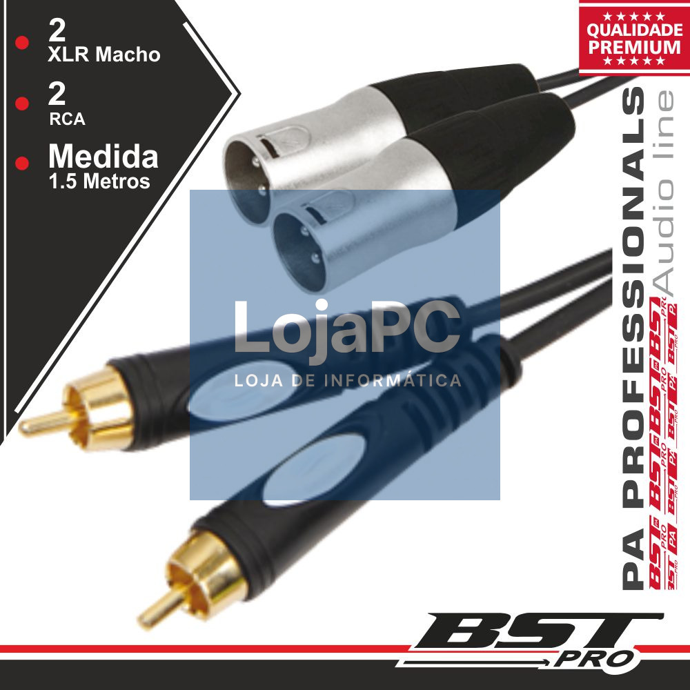 CABO 2-XLR 3P MACHO / 2-RCA MACHO 3M BSTPRO