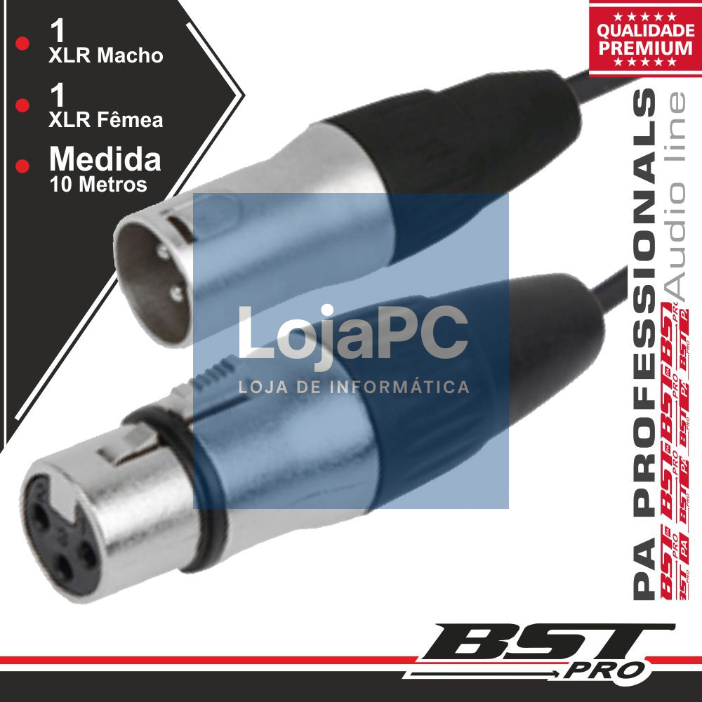 CABO XLR 3P MACHO / XLR 3P FÊMEA 10M BSTPRO
