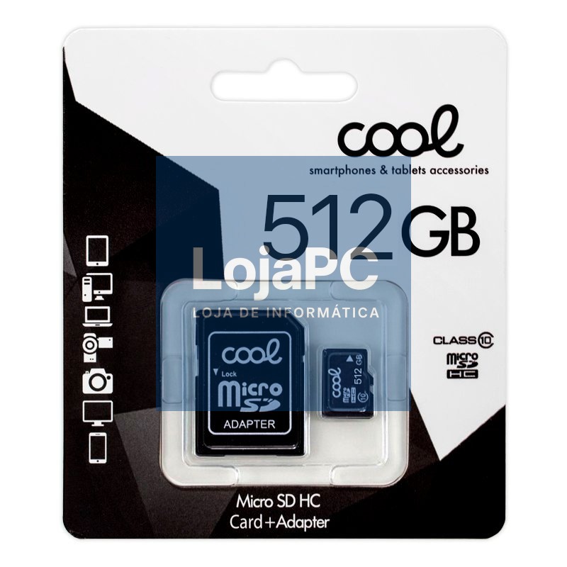 Micro SD Memory Card with Adapter x512 GB COOL (Class 10)