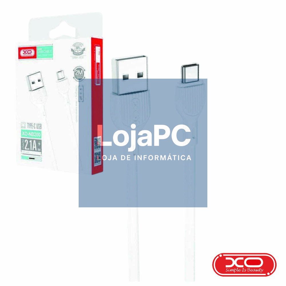 Cabo USB-A Macho / USB-C Macho 1m Branco XO