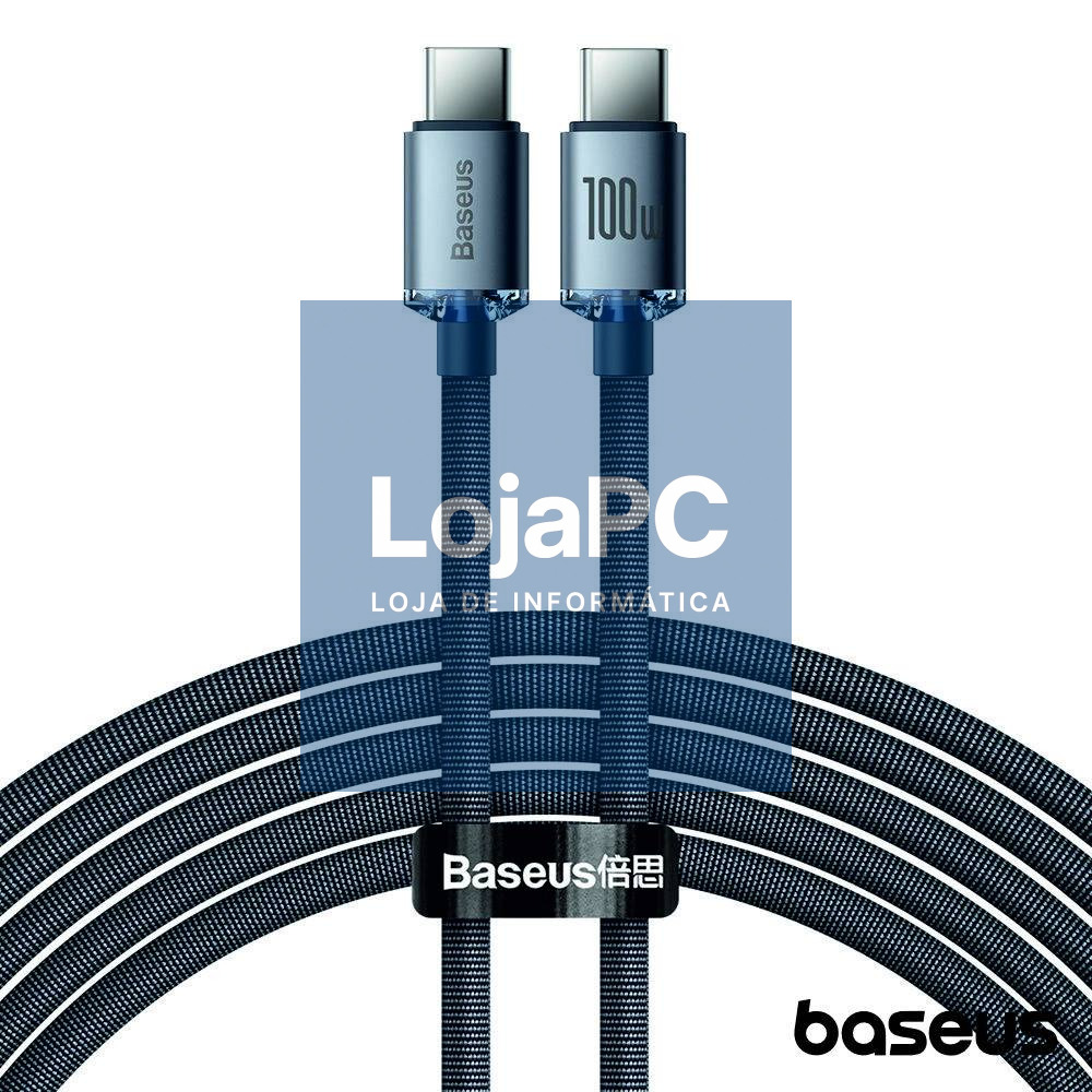 Cabo USB-C Macho P/ USB-C Macho 100W 2m Crystal Shine BASEUS