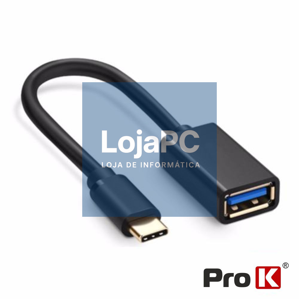 Cabo Adaptador USB-C 3.0 Macho/USB-A Fêmea OTG PROK