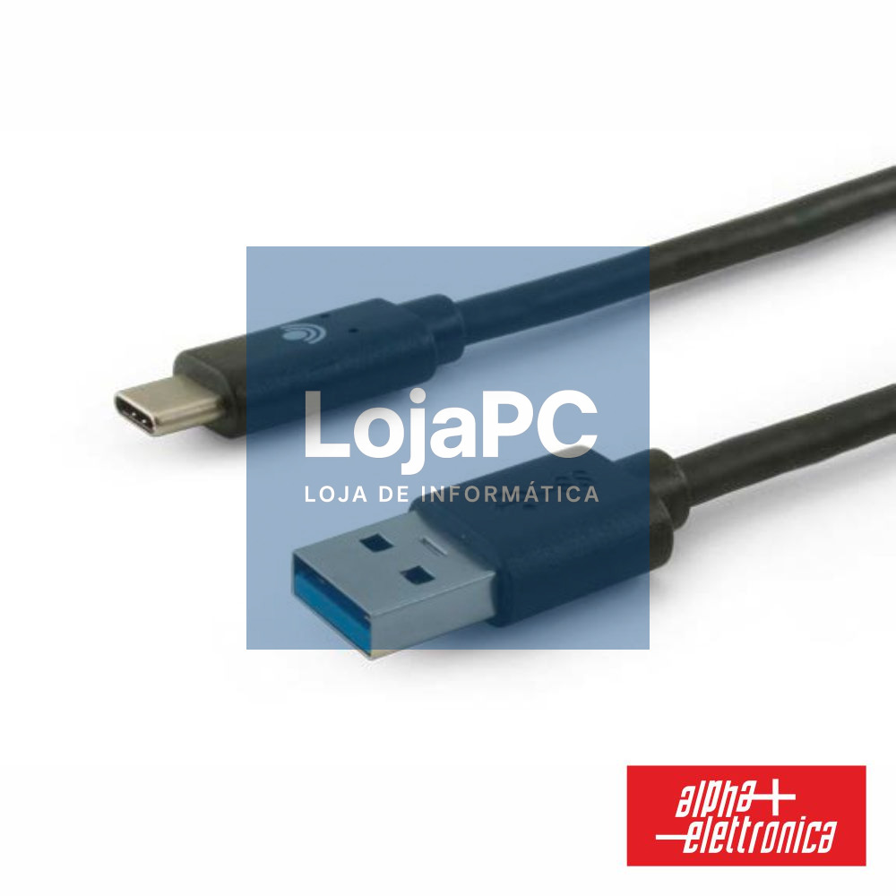 Cabo USB-A 3.0 Macho / USB-C 1M Preto ALPHA
