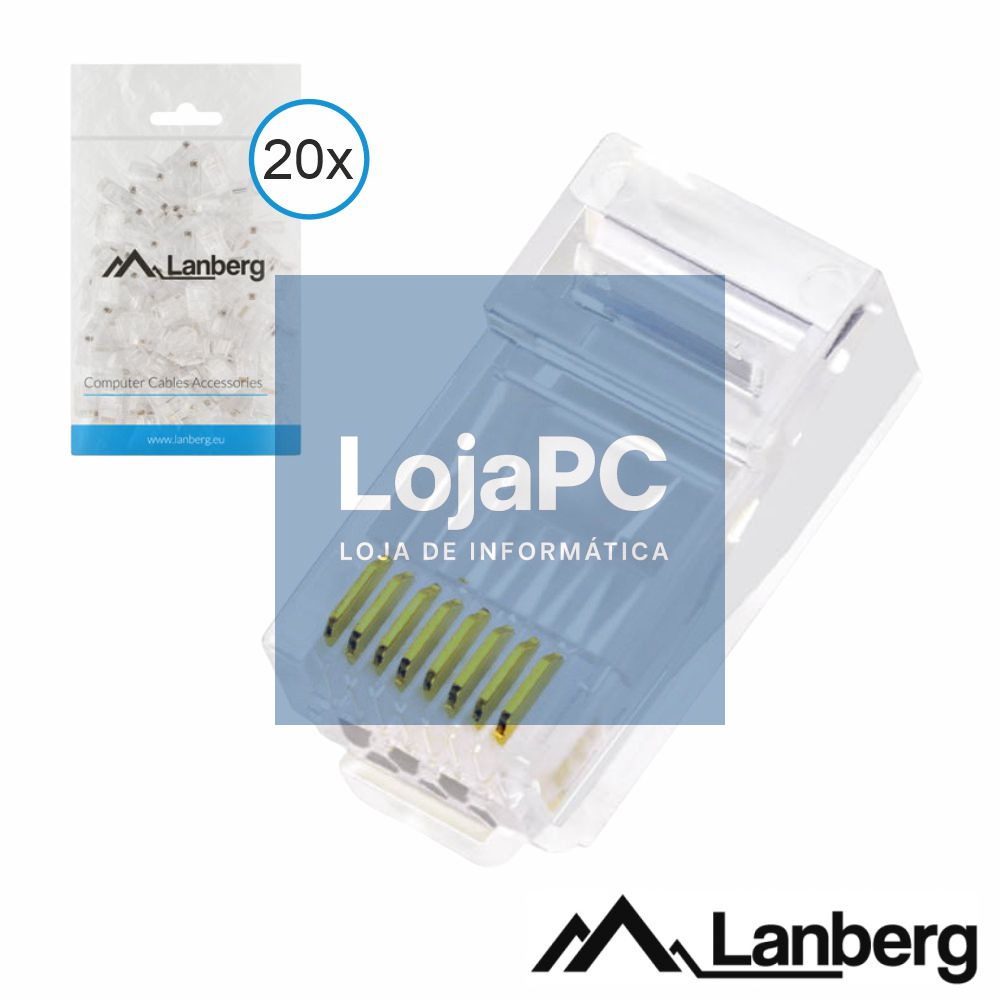 Ficha RJ45 Modular 8p8c CAT6 Passante 20PCS LANBERG