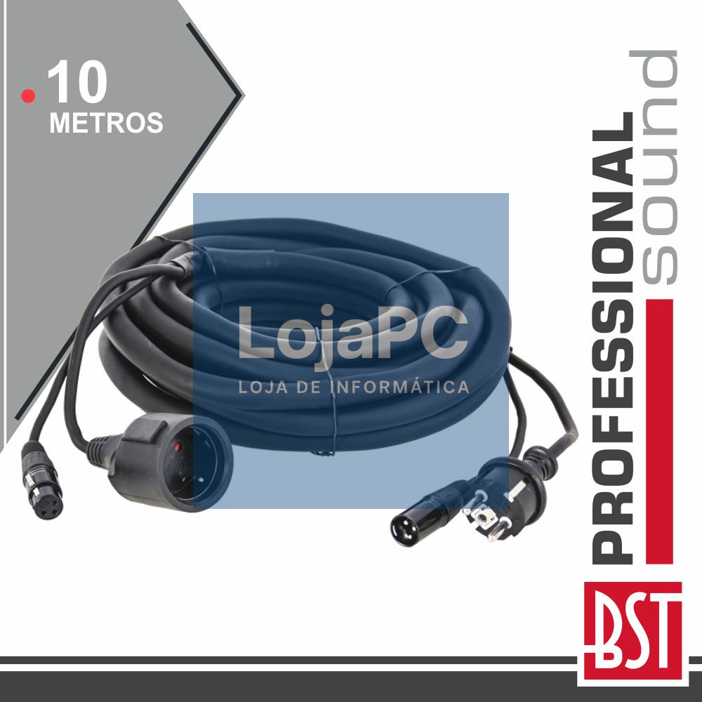 CABO DMX XLR 3P MACHO / XLR 3P FÊMEA + AC IEC 10M BST