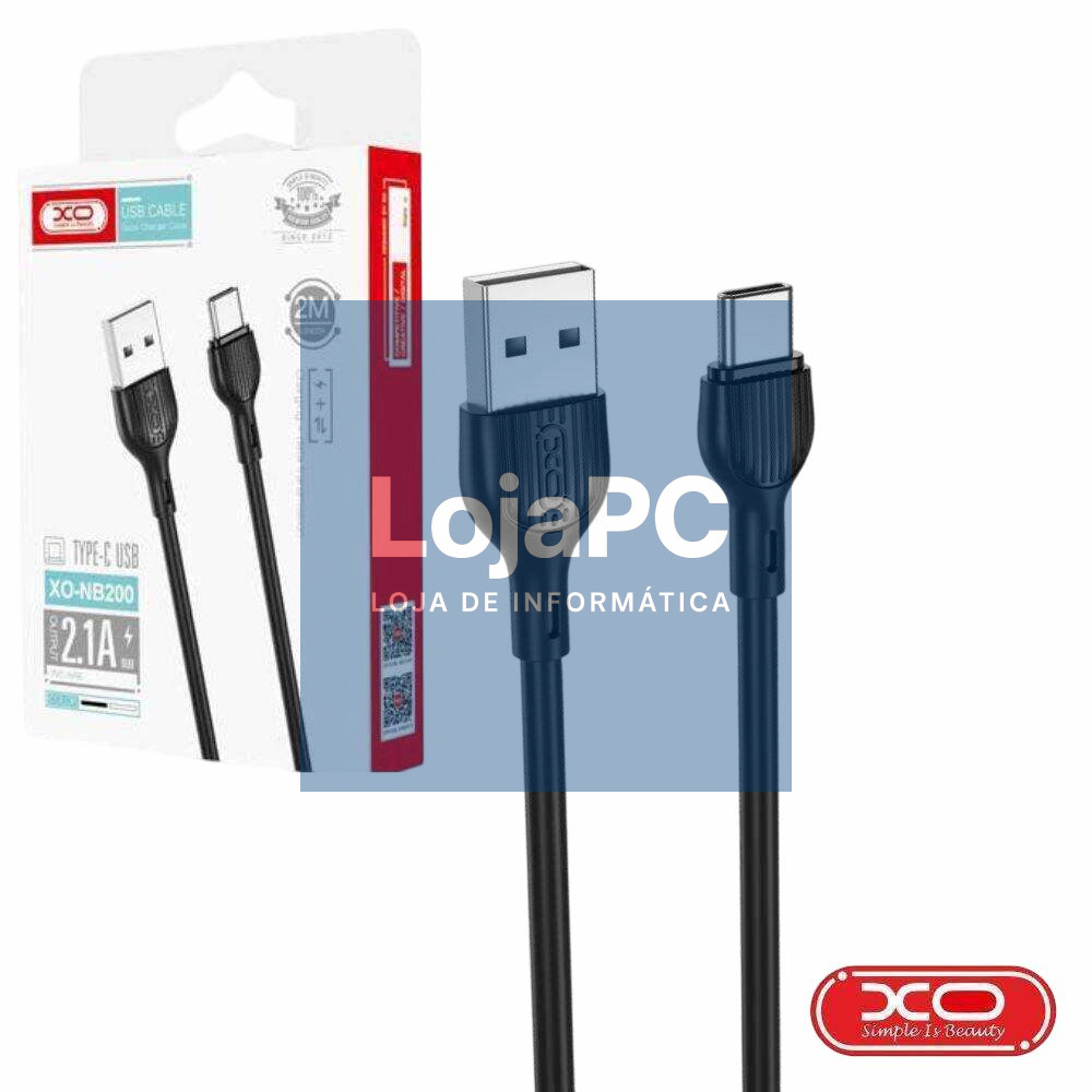 Cabo USB-A Macho / USB-C Macho 2m Preto XO