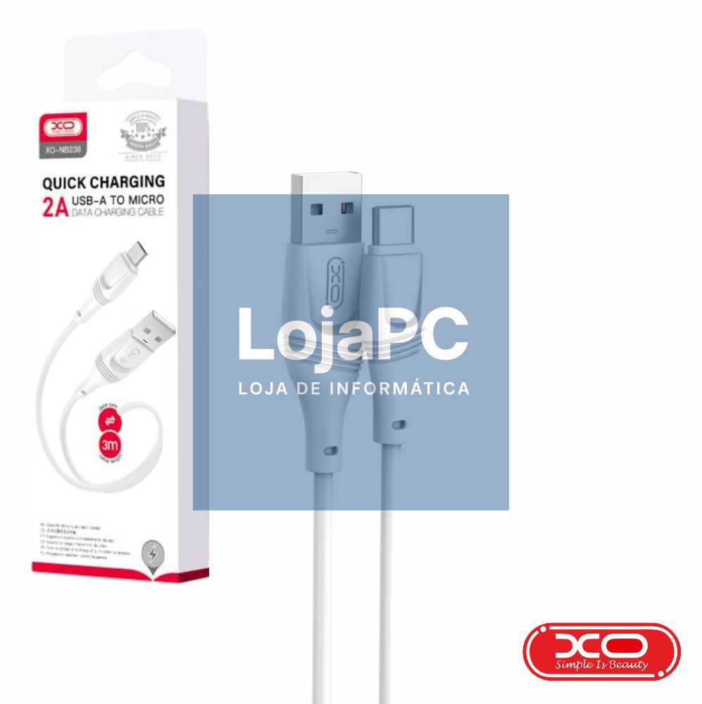 Cabo USB-A Macho / USB-C Macho 3m Branco XO