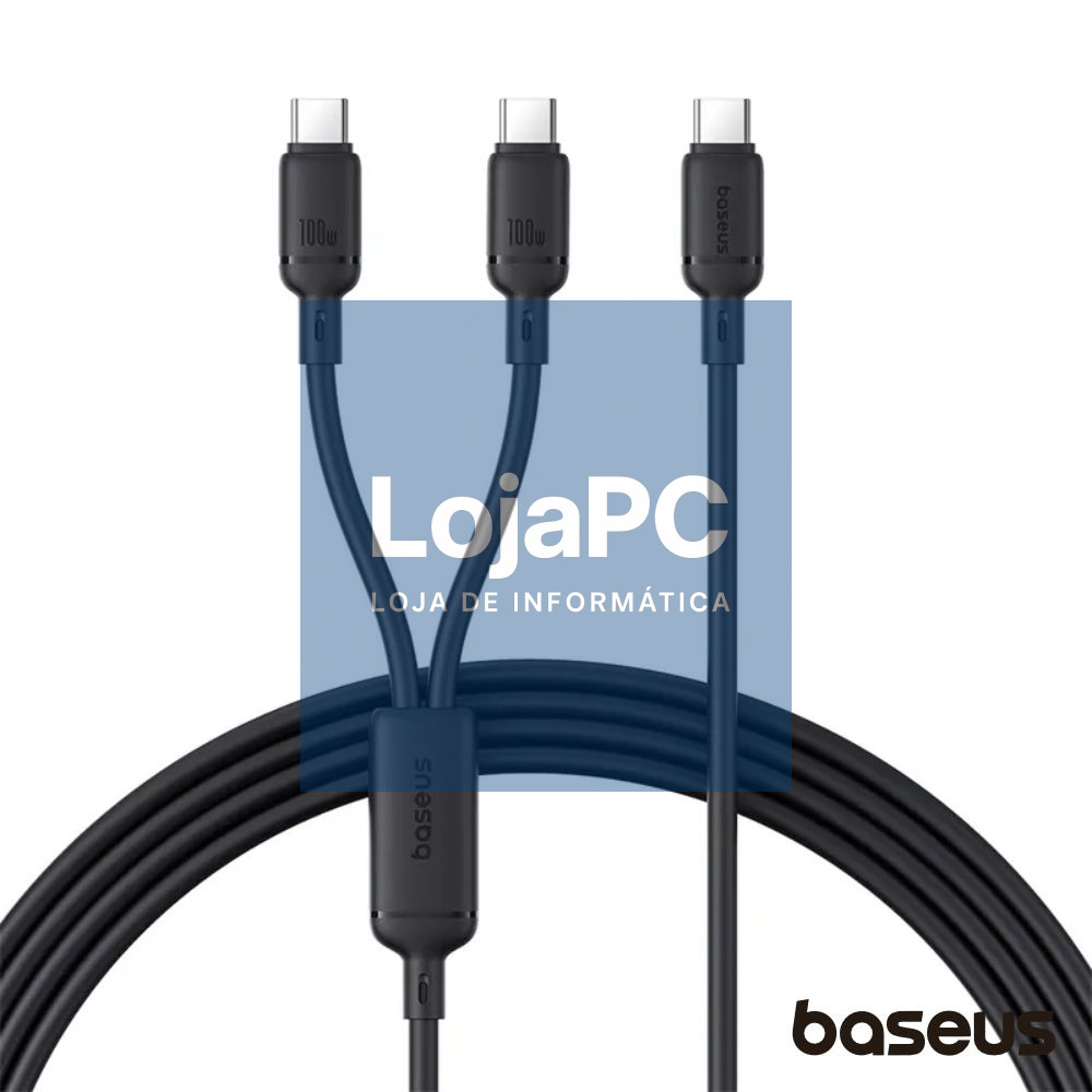 Cabo 1x USB-C / 2x USB-C 100W 1.5m Pudding BASEUS