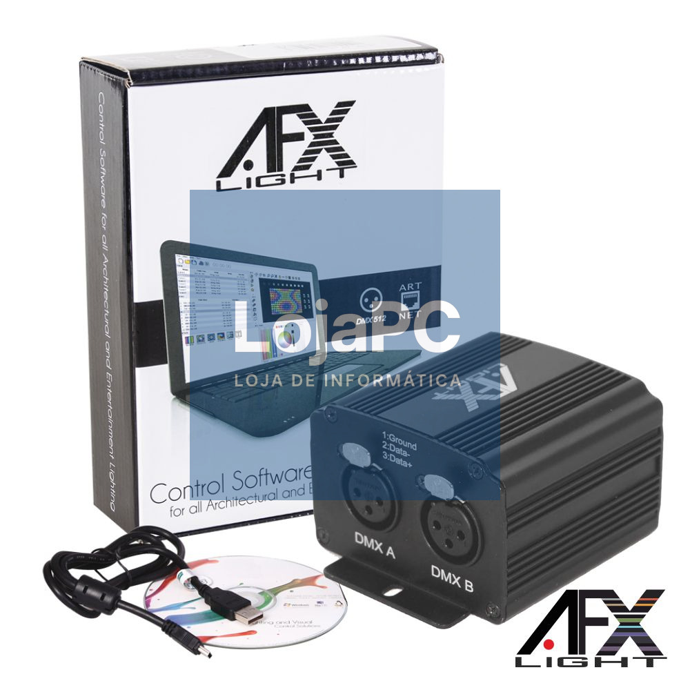 CONTROLADOR DMX C/ SOFTWARE INTERFACE USB AFXLIGHT