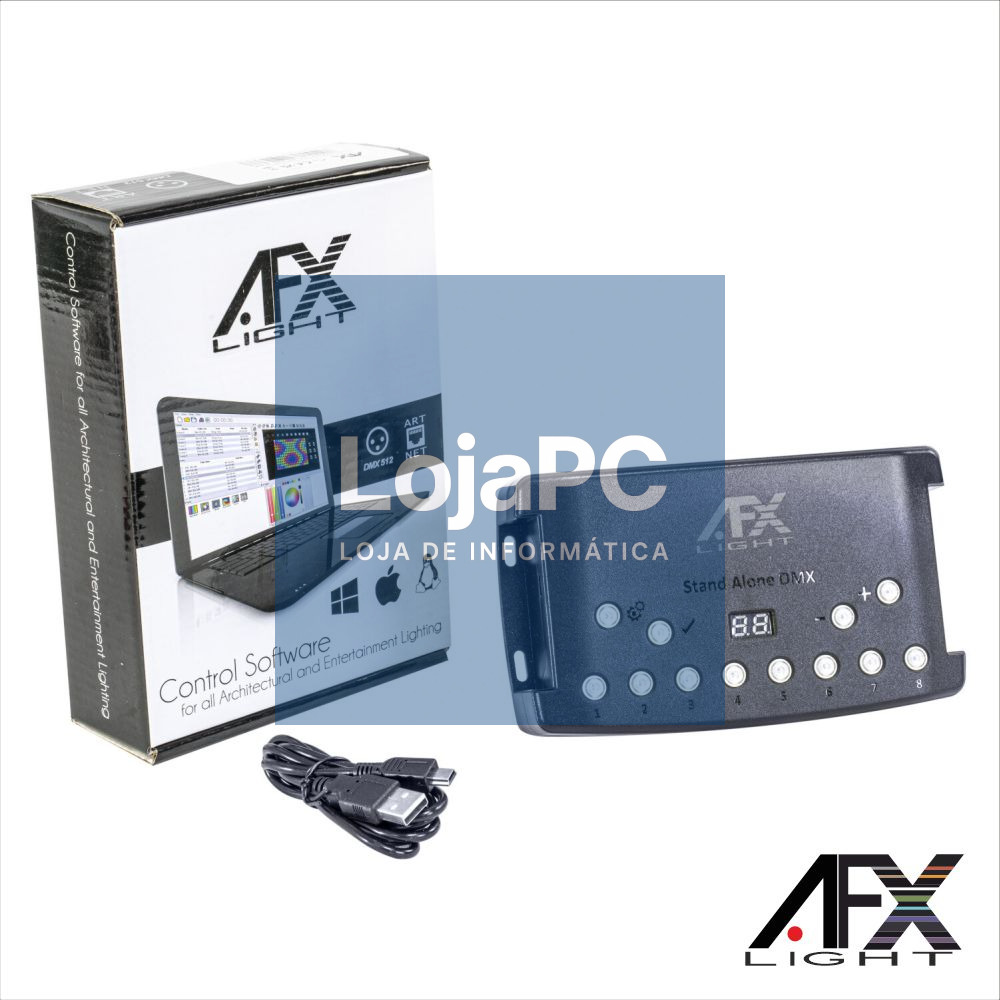 Controlador DMX 512 Stand Alone USB C/ MicroSD AFXLIGHT