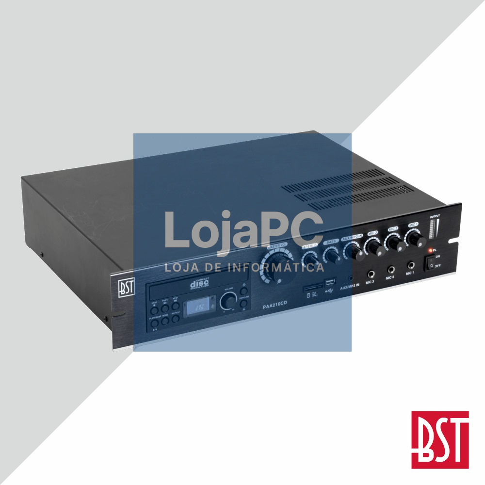 AMPLIFICADOR 4 CANAIS PA 100V 24/220V 210W USB/DVD/SD LTC