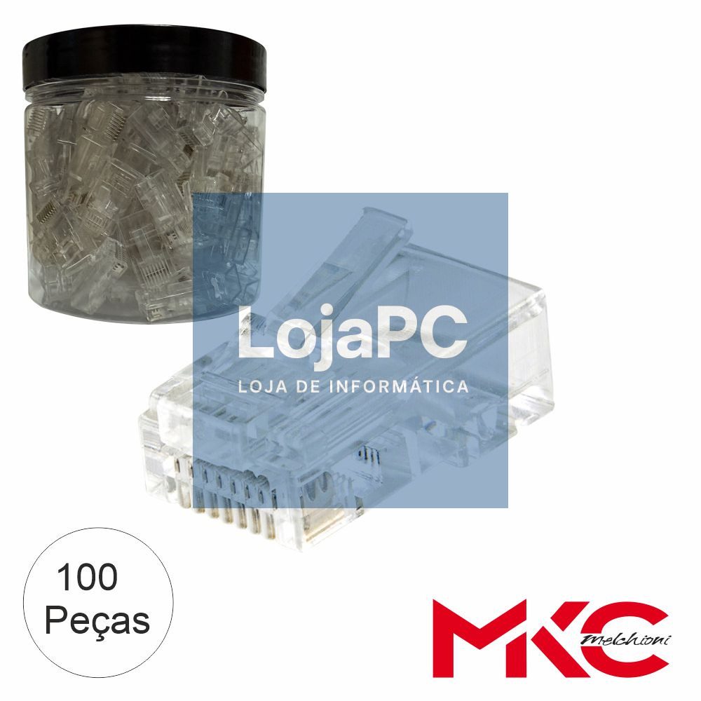 Ficha RJ45 Modular 8p8c CAT6 Passantes UTP 100x MKC