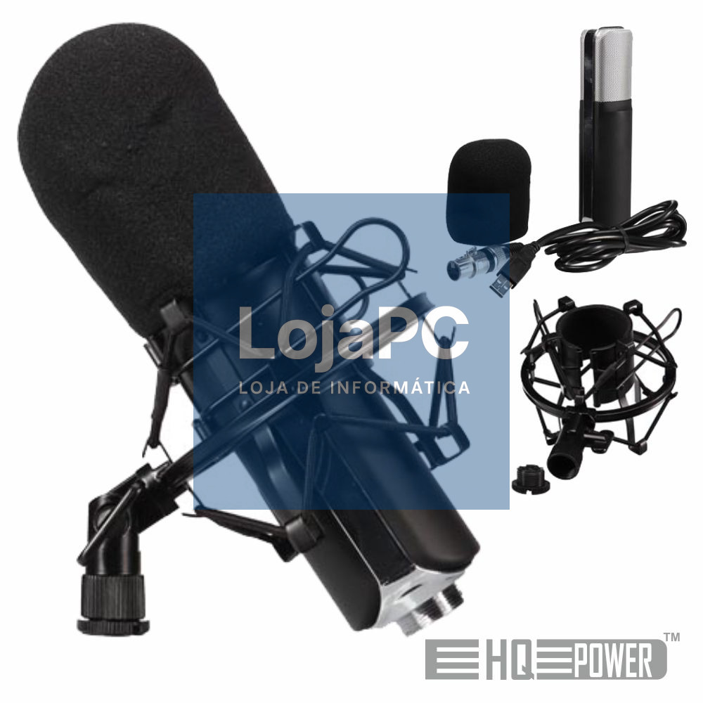 MICROFONE CONDENSADOR CARDIÓIDE C/ PROTEÇÃO HQ POWER