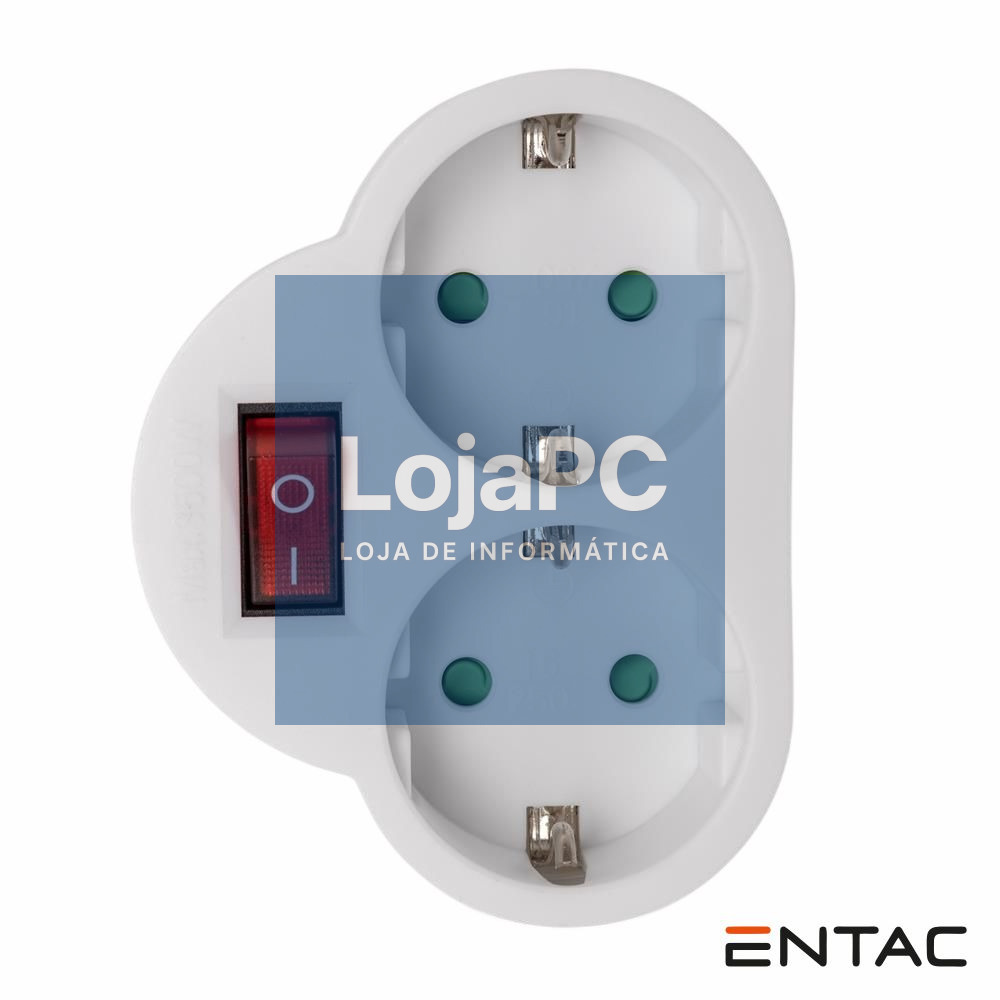 Tomada Elétrica c/ 2 Saídas Interruptor Branco ENTAC