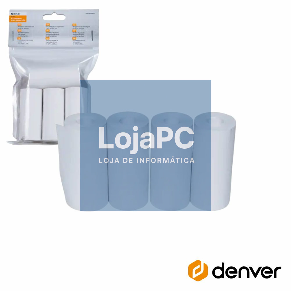 Conjunto de 4x Rolos Papel Térmico P/ Impressoras DENVER