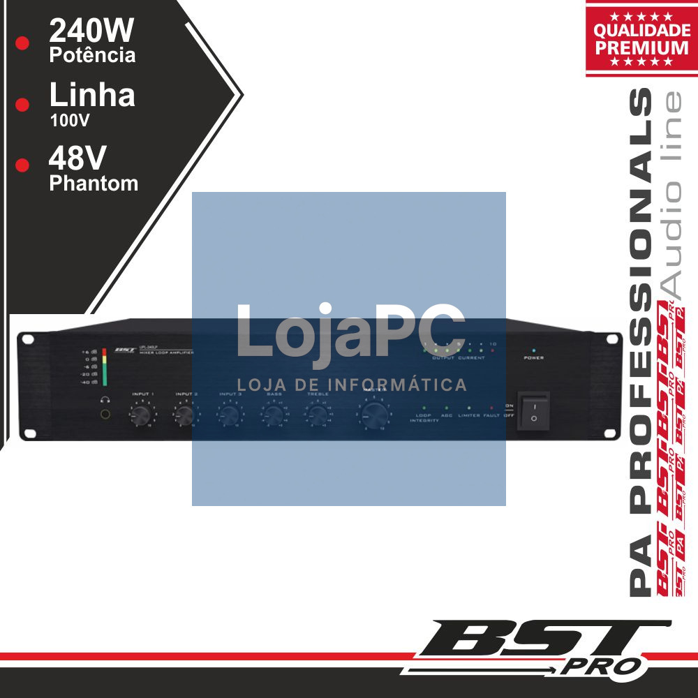 AMPLIFICADOR DE INDUÇÃO MAGNÉTICA 19" 240W PHANTOM BSTPRO