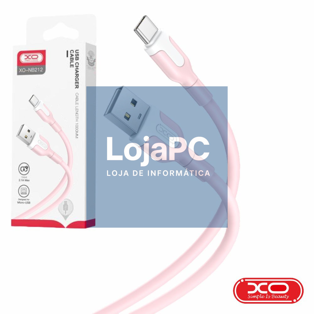 Cabo USB-A 2.0 Macho / USB-C 2.1A 1m Rosa XO