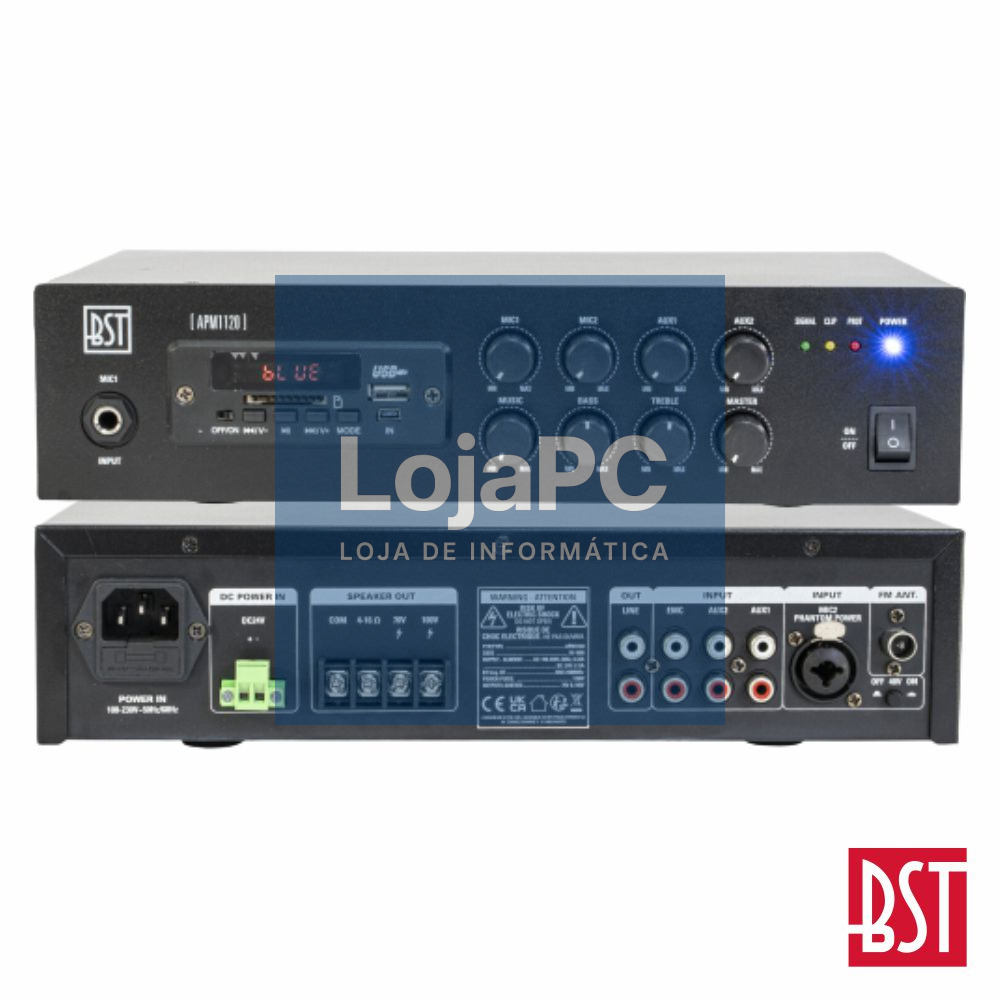 Amplificador Pa 24/230V 120W 100V USB/SD/FM/BT BST