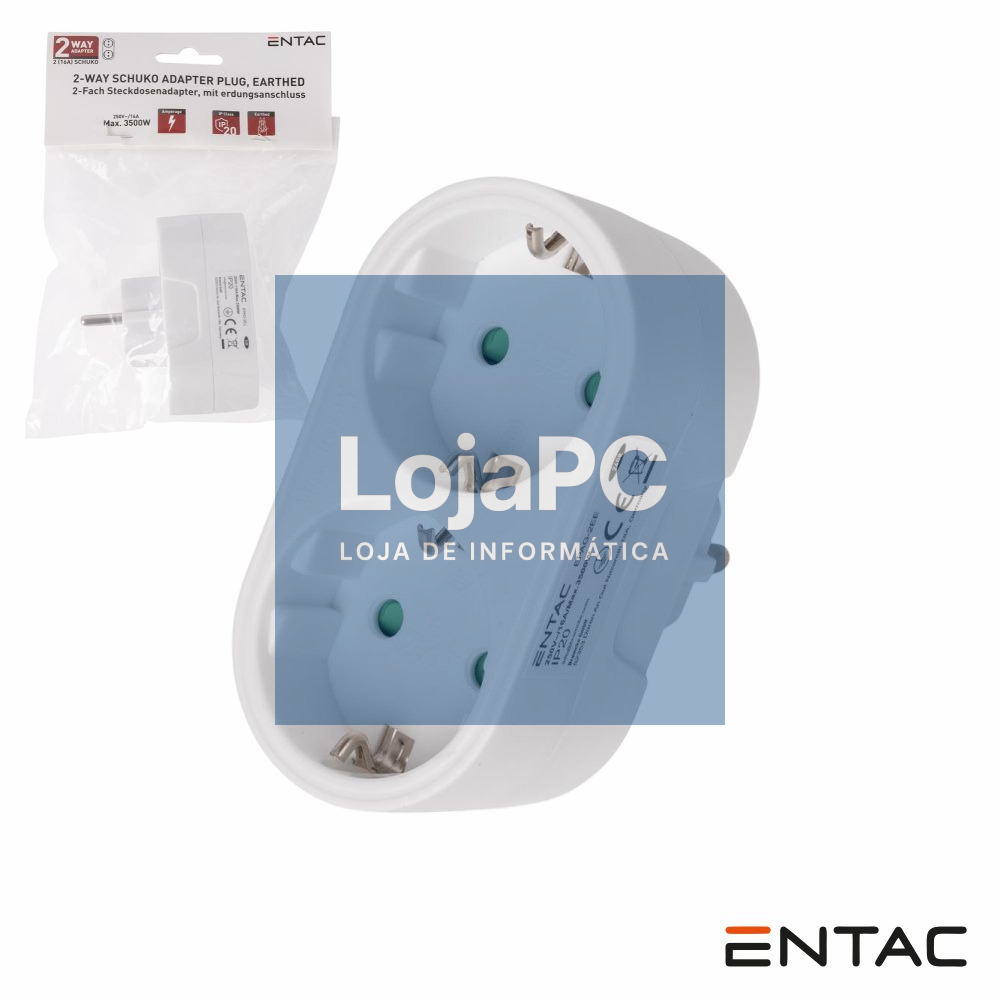 Tomada Elétrica C/ 2 Saídas Branco ENTAC