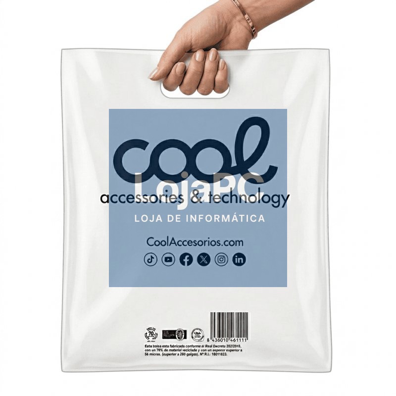 Pack 100 Large 70% Recycled White Plastic Bags COOL (51 x 40 cm) — imagem 4
