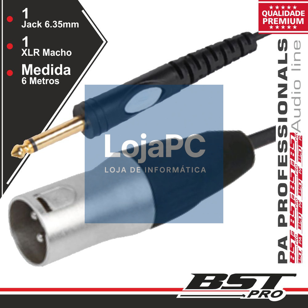CABO XLR 3P MACHO / JACK 6.35MM MACHO ST 6M BSTPRO