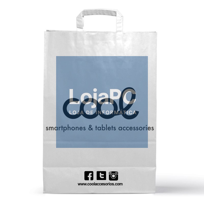 Pack 100 White PAPER Bags COOL (23.5 x 18 cm) — imagem 2