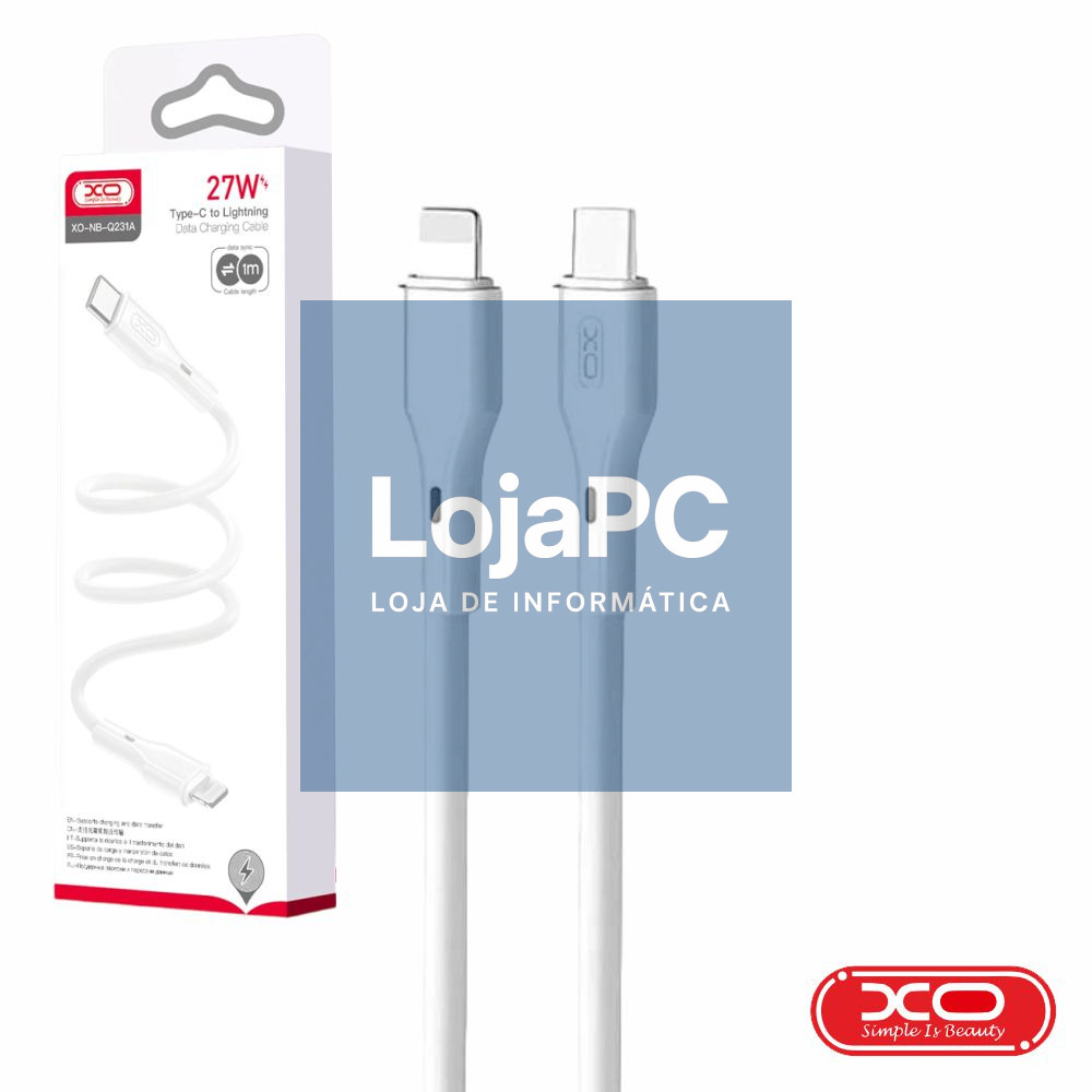 Cabo USB-C Macho / Lightning Macho PD 27W 1m Branco XO