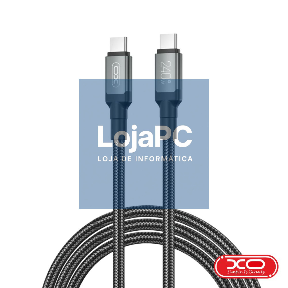 Cabo USB-C Macho / USB-C Macho PD 240W 2m Preto XO